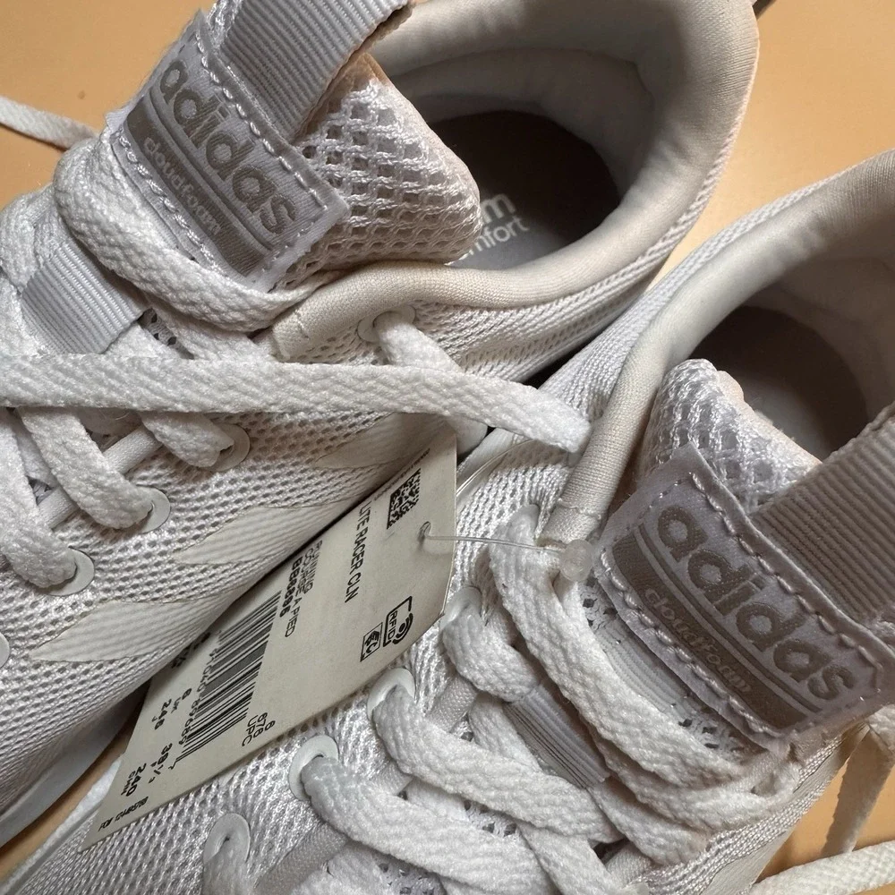New Adidas Lite Racer CLN Low Top Lace-Up Mesh Sneakers White Comfort BB6895 - Picture 8 of 8